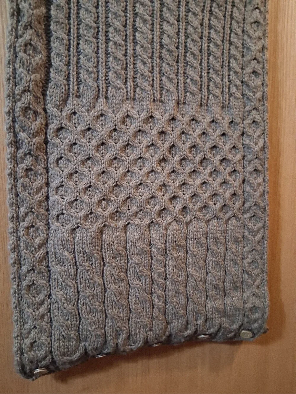 authentic Carraig Donn knitted buttoned snood scarf, Ireland , Merino Wool